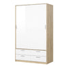 Axton Clason Wardrobe 2 Doors 4 Drawers In Oak With White High Gloss