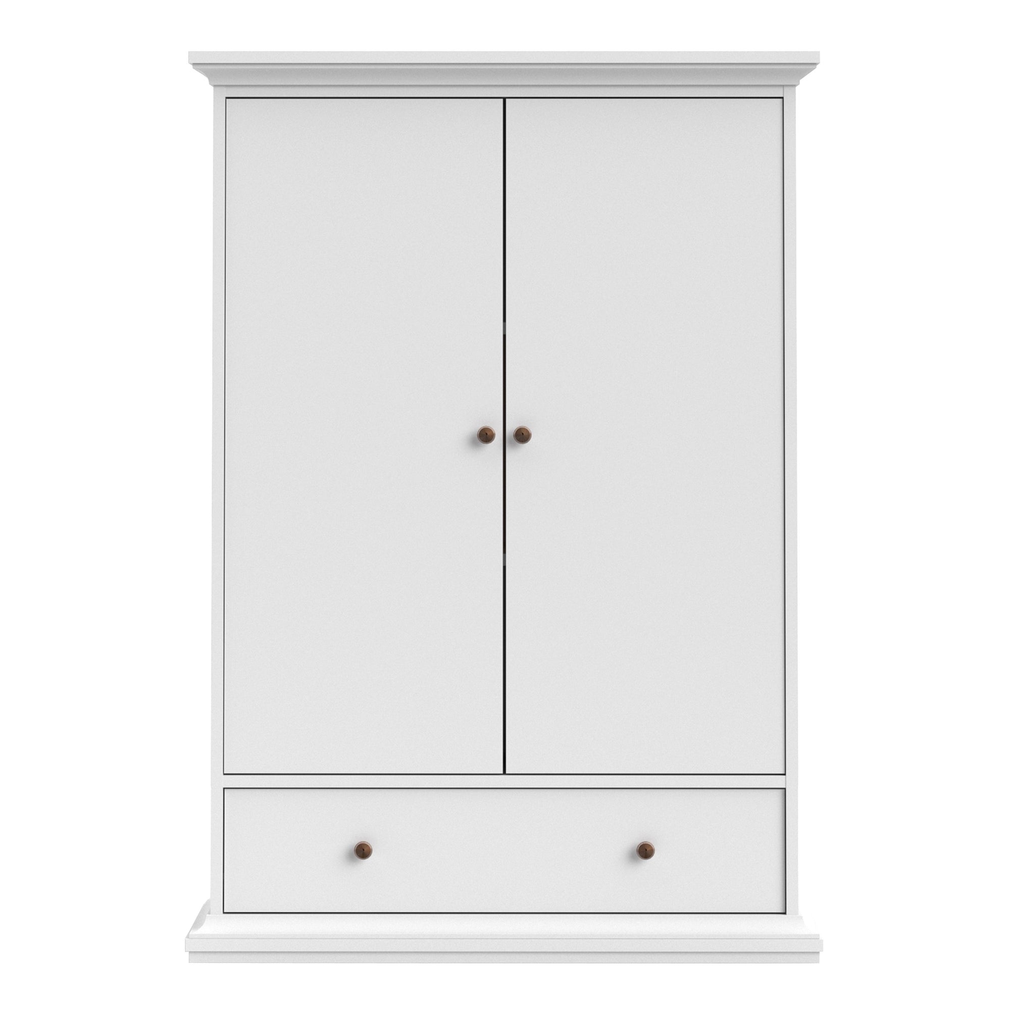Axton Westchester Wardrobe with 2 Doors 1 Drawer 2 Shelves In White