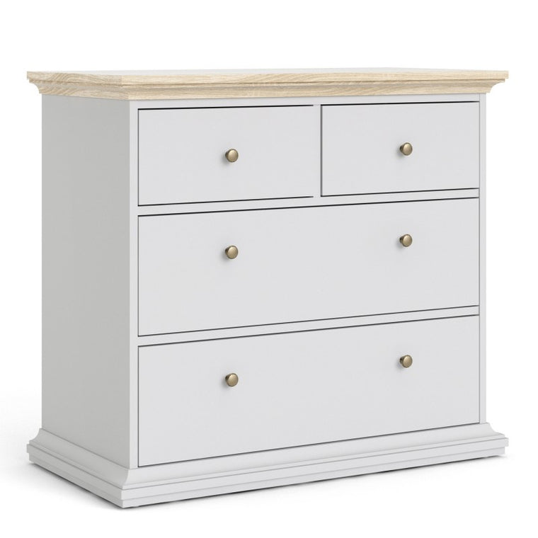 Axton Westchester Chest of 4 Drawers In White and Oak