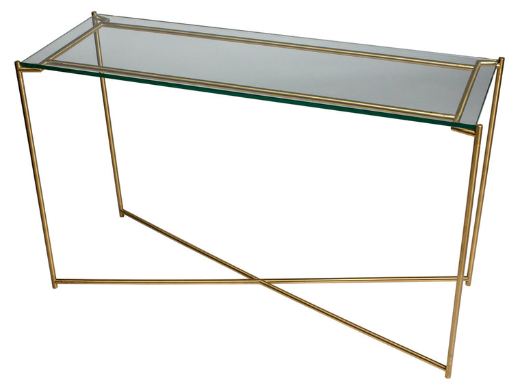 Gillmore Space Iris Large Console Table Clear Glass Top