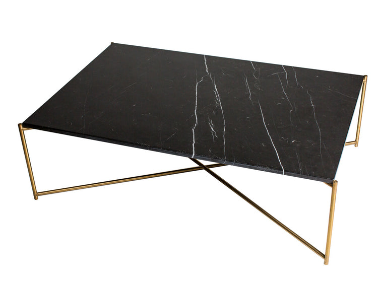 Gillmore Space Iris Rectangle Coffee Table Black Marble Top