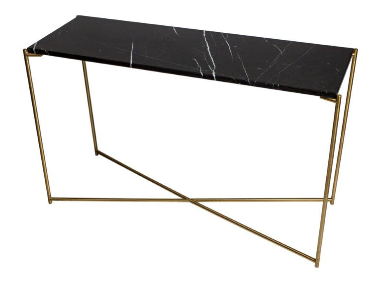 Gillmore Space Iris Large Console Table Black Marble Top