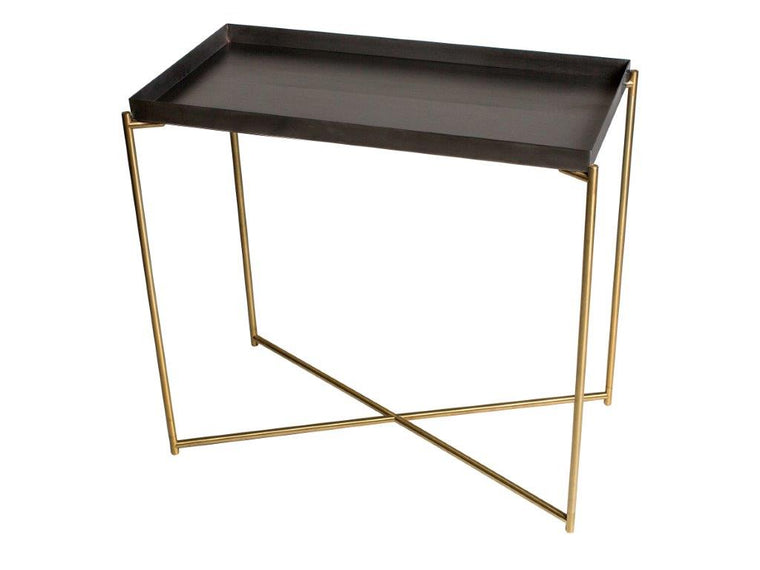 Gillmore Space Iris Small Console Table Tray Gun Metal Top