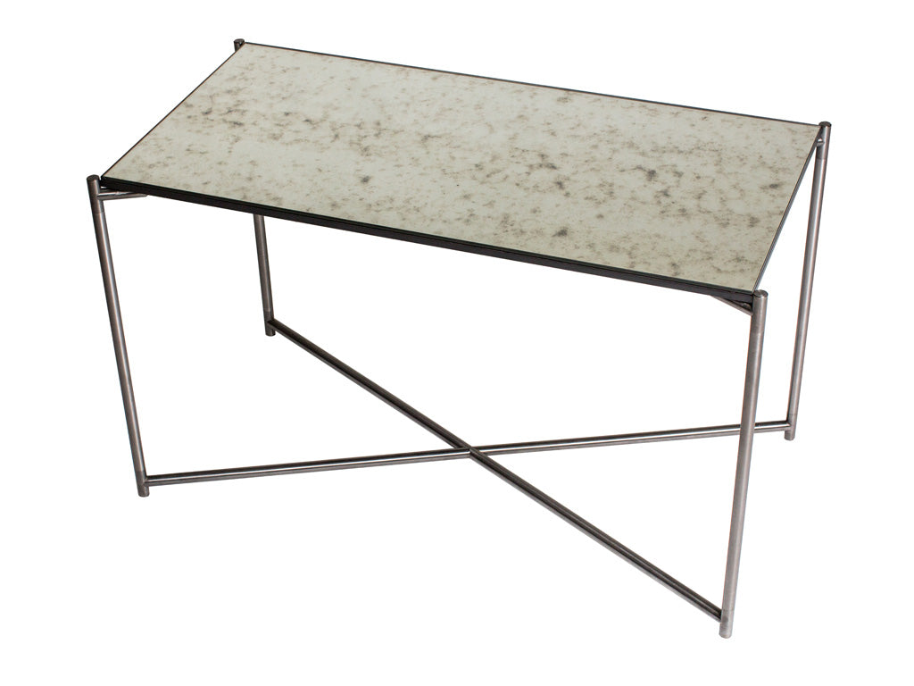 Gillmore Space Iris Rectangle Side Table Antiqued Glass Top