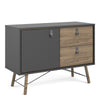 Axton Longwood Sideboard with 1 Door + 2 Drawers In Matt Black Walnut