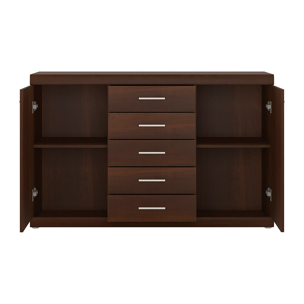Axton Pelham 2 Door 5 Drawer Sideboard In Dark Mahogany Melamine