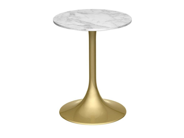 Gillmore Space Swan Circular Side Table White Marble Top