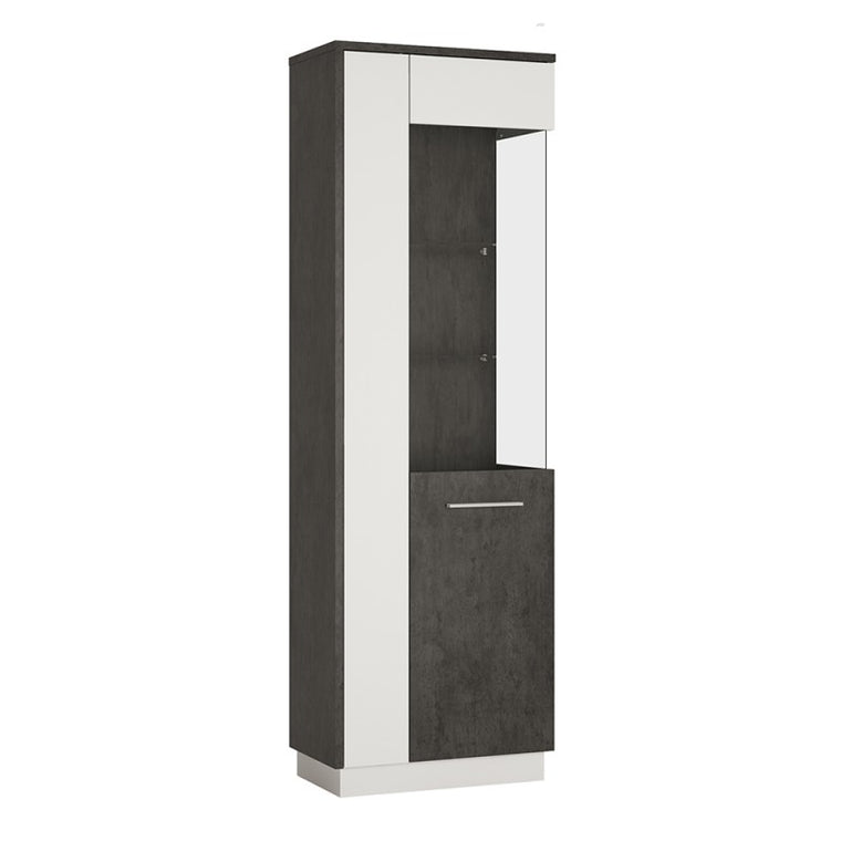 Axton Laconia Tall Glazed display cabinet (RH) in Slate Grey and Alpine White