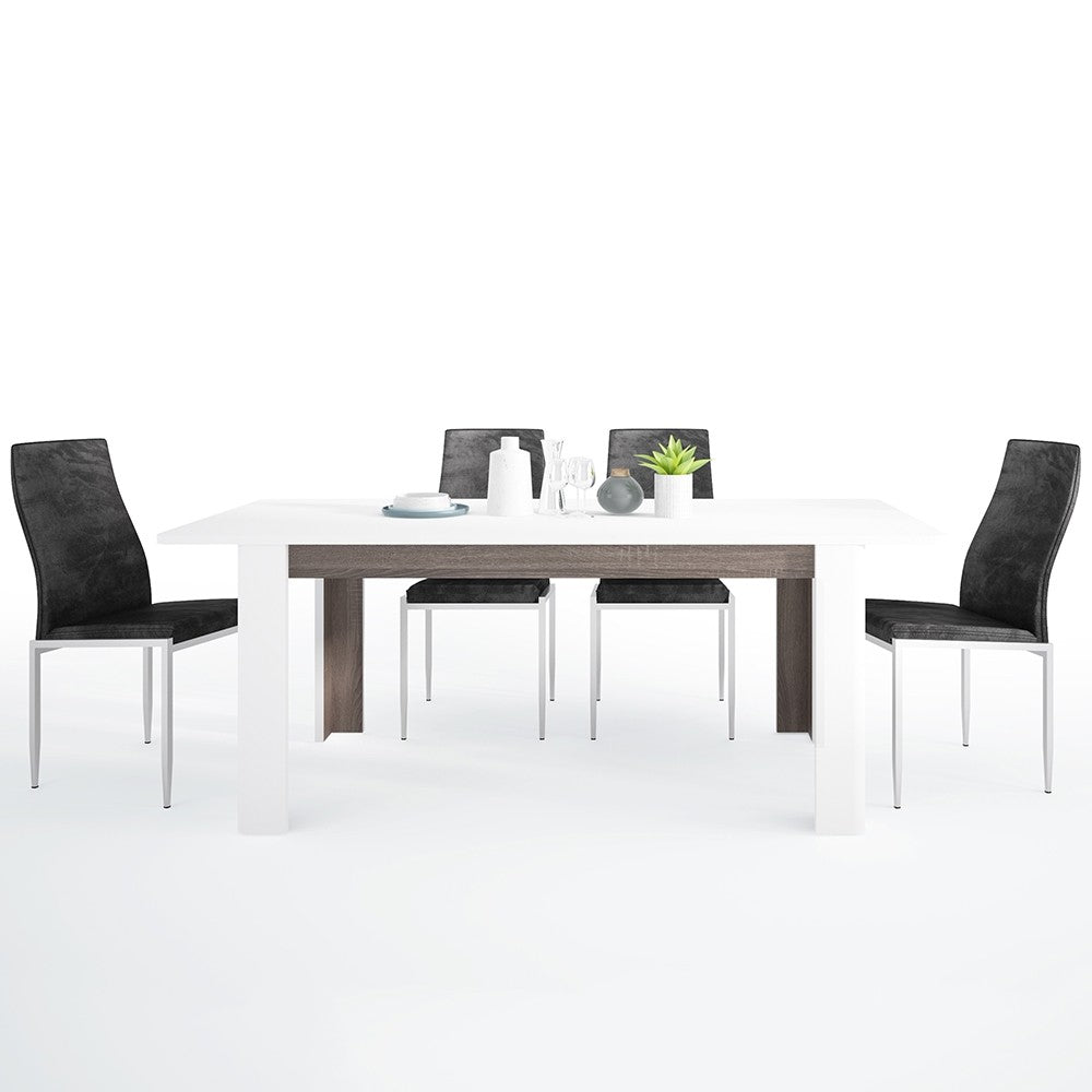 Axton Norwood Living Extending Dining Table + 4 Milan High Back Chair Black