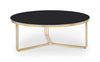 Gillmore Space Finn Large Circular Coffee Table Black Glass Top & Brass Frame