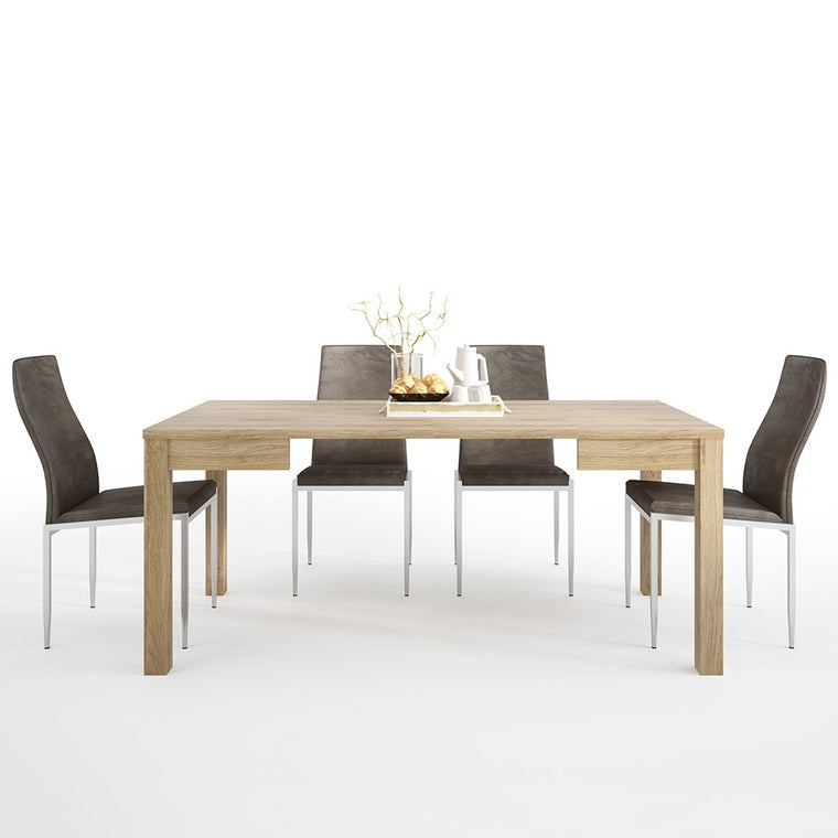 Axton Kingsbridge Extending Dining Table + 4 Milan High Back Chair Brown