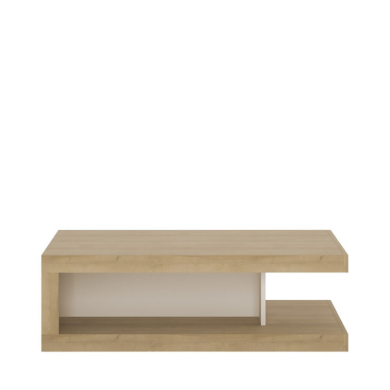 Axton Woodlawn Designer Coffee Table On Wheels In Riviera Oak/White High Gloss