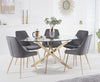 Daytona 165cm Oval Glass Gold Leg Dining Table Set with Florida Dining Chairs