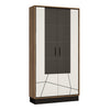 Axton Belmont Tall Wide Glazed Display Cabinet With The Walnut And Dark Panel Finish