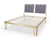 Gillmore Space Finn King Bed Pewter Grey Upholstered & Brass Frame