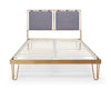 Gillmore Space Finn King Bed Pewter Grey Upholstered & Brass Frame