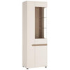 Axton Norwood Living Tall Glazed Narrow Display Unit (LHD) In White With A Truffle Oak Trim