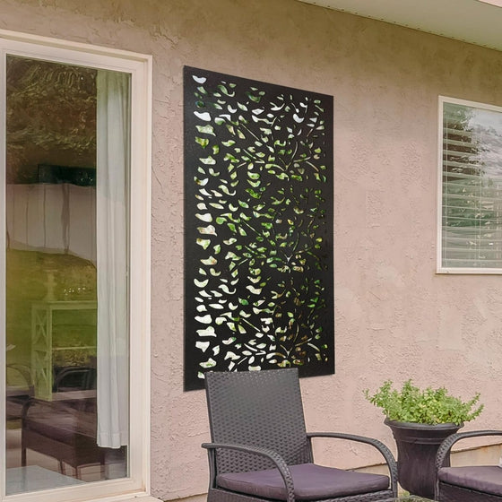 Carrington Extra Large Metal Leaf Design Decorative Garden Screen Mirror 120X60cm