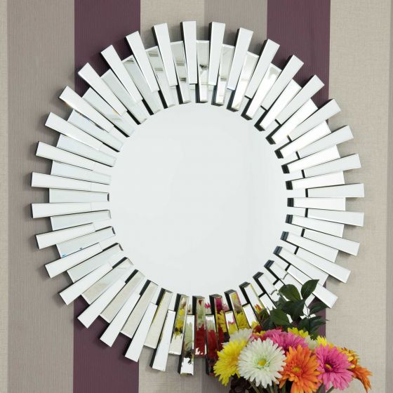 Carrington All Glass Stylised Round Mirror 91 x 91 CM