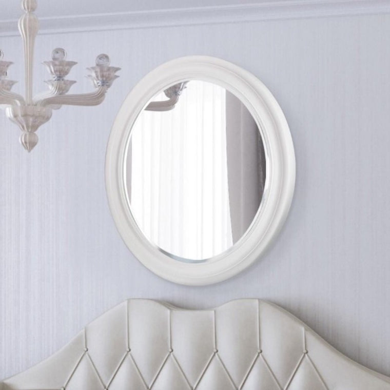 Carrington White Elegant Modern Bevelled Round Mirror 96 x 96 CM