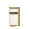 Axton Woodlawn Narrow Display Cabinet (LHD) 123.6cm High In Riviera Oak/White High Gloss