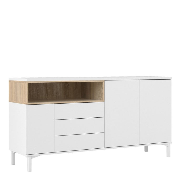 Axton Blauzes Sideboard 3 Drawers 3 Doors In White and Oak