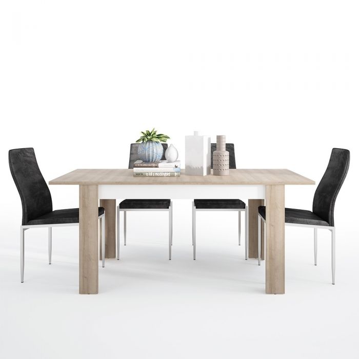 Axton Woodlawn Medium extending dining table 140/180 cm + 6 Milan High Back Chair Black