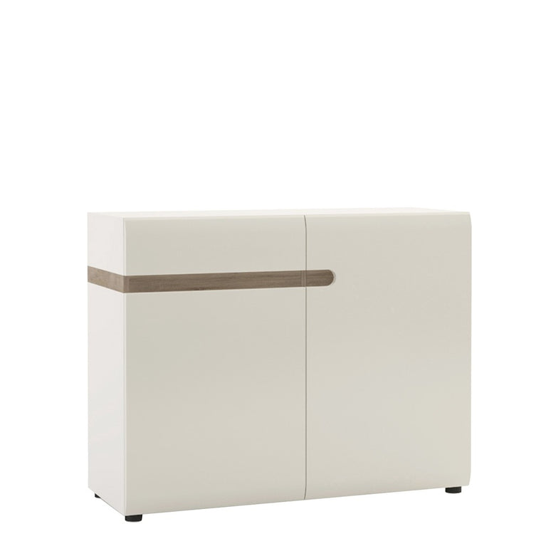 Axton Norwood Living 1 drawer 2 door Sideboard in White With An Truffle Oak Trim