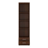 Axton Pelham Tall 2 Drawer Narrow Cabinet With Open Shelving in Dark Mahogany Melamine