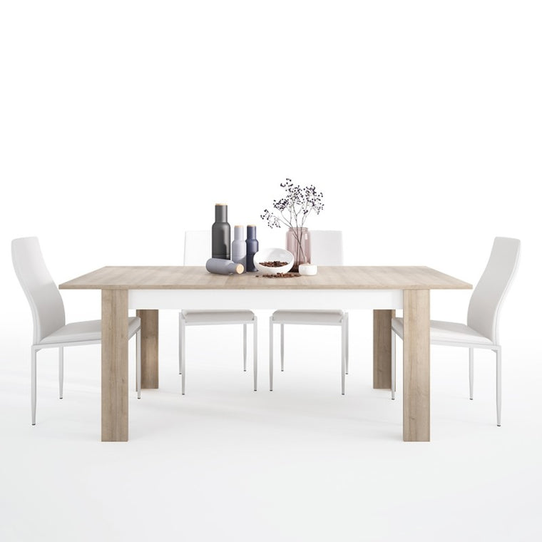 Axton Woodlawn Large Extending Dining Table 160/200 cm + 6 Milan High Back Chair White