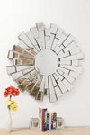 Sunburst All Glass Elegant Round Wall Mirror 90 x 90 CM