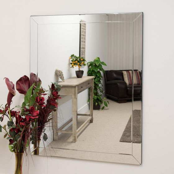 Carrington All Glass Modern Large Wall Mirror 137 x 107 CM