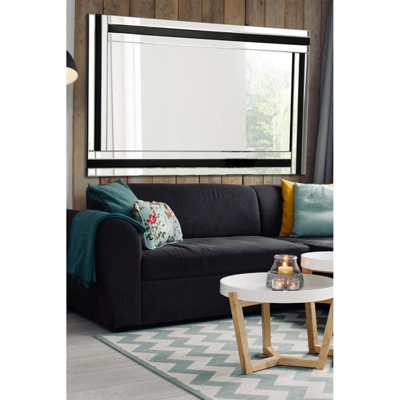 Carrington Large Black + Silver Bevelled Triple Edge Wall Mirror 144 x 115.5cm