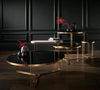 Gillmore Space Finn Small Circular Coffee Table Black Glass Top & Brass Frame